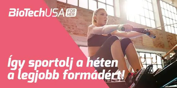 Nő edzőteremben evezőpadon BioTechUSA ForHer Nő edzőteremben evezőpadon BioTechUSA ForHer