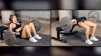 Csípőemelés padra támaszkodva rúddal