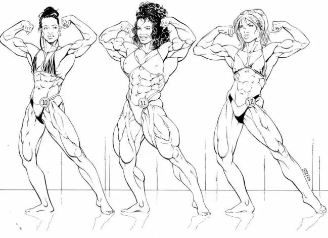 Női testépítő illusztrációs rajz Női testépítő illusztrációs rajz